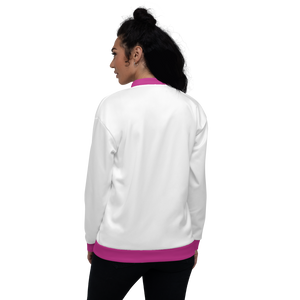 white & pink bomber jacket