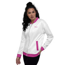 Load image into Gallery viewer, white &amp; pink bomber jacket