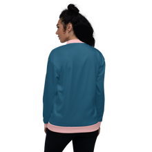 Load image into Gallery viewer, teal &amp; peach bomber jacket