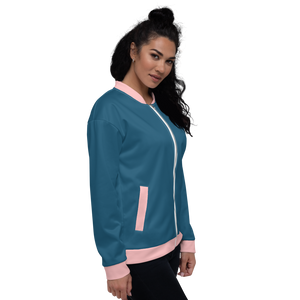 teal & peach bomber jacket