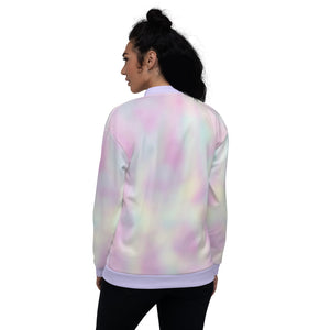 pastel tie-dye bomber jacket