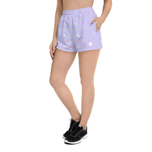 pastel purple polka-dot athletic shorts