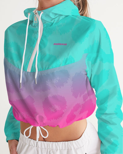 cheetah print ombré cropped windbreaker