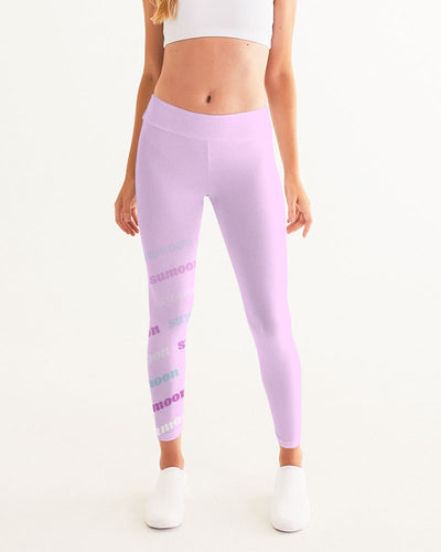 light pink large text logo mid-rise leggings