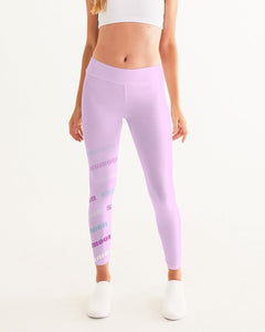 light pink large text logo mid-rise leggings