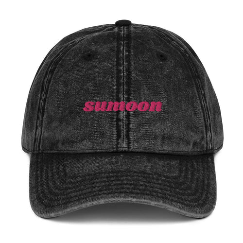 black embroidered logo vintage cap