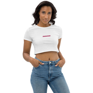 organic embroidered logo cropped tee