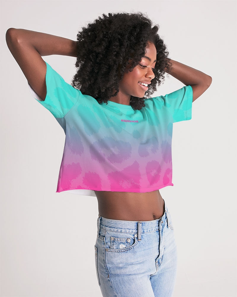 cheetah print ombré cropped tee