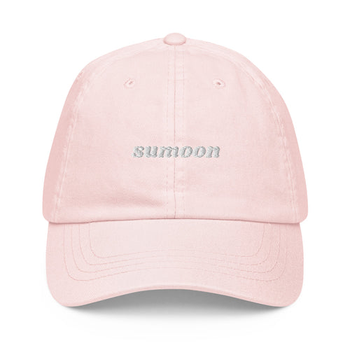 pastel pink embroidered logo cap