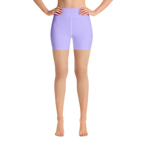 pastel purple high-waisted shorts