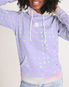 pastel purple polka-dot hoodie