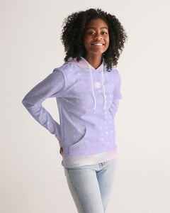 pastel purple polka-dot hoodie