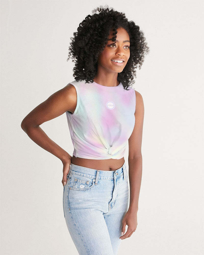 pastel tie-dye twist-front tank