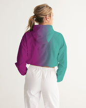 Load image into Gallery viewer, raspberry floral cropped windbreaker