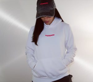 embroidered text logo hoodie