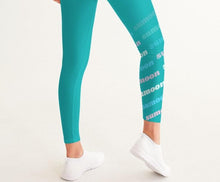 Load image into Gallery viewer, teal large text logo mid-rise leggings