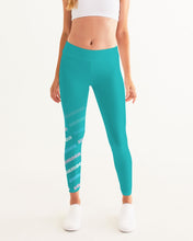 Load image into Gallery viewer, teal large text logo mid-rise leggings